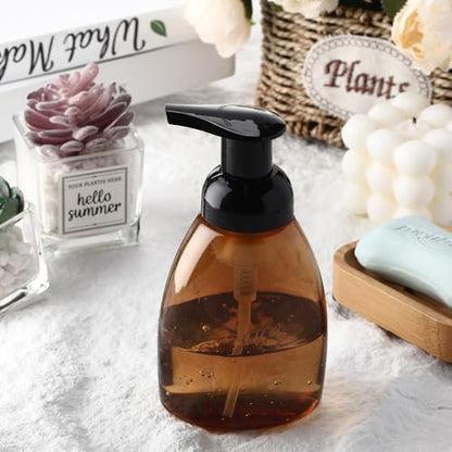 Nuenen 48 Pieces 8oz Foaming Soap Dispenser Refillable Foaming Pump Bottles Bulk Travel Hand Soap Dispenser Plastic Press Bottles Empty Containers for Shampoo Bathroom Commercial(Amber) - color: Amber