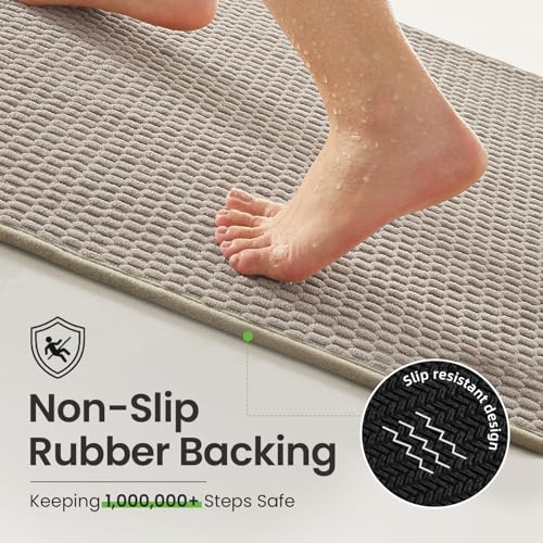 TYUU Bath Mat Set 2 Piece, Thin Bathroom Rugs Non Slip Washable Quick Dry | Non Slip Quick Dry Soft Absorbent Thin Low Pile Bathroom Mats, Washable Bath Rugs 2 Piece Set 16x24 in. Beige - color: Beige, size: 16"x24" + 16"x24"