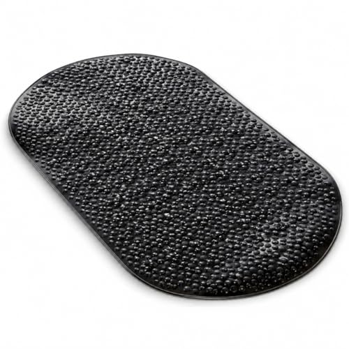Bath Bliss Jumbo Oval Bath Mat 18x36 Black Color | Non-Slip Aqua Gel Bathtub Mat with Suction Cups | Anti-Slip Shower Safety Mat with Drain Holes