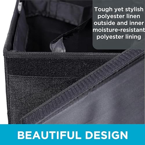 BIRDROCK HOME Single Laundry Hamper with Lid and Removable Liner | Linen | Easily Transport Laundry | Foldable Hamper | Cut Out Handles - color: Black, style: Single