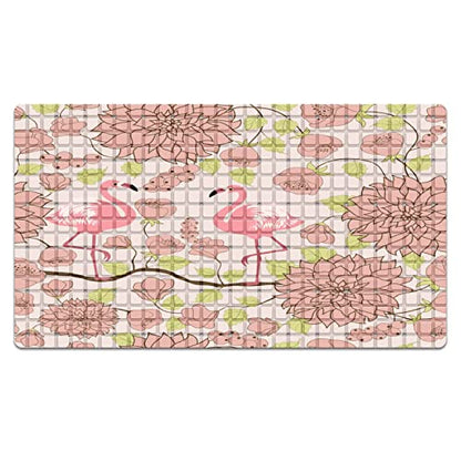 FCZ Bath Tub Mat Non Slip Shower Mat Retro Pink Flamingo Floral 26.8x15 inches Rectangular PVC Mat with Suction Cups Drain Holes Machine Washable - color: Retro Pink Flamingo Floral