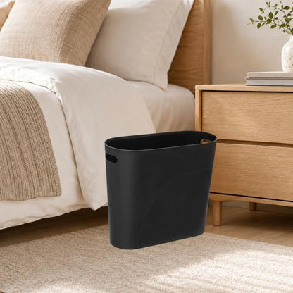 ROYFACC Small Trash Can Plastic Bathroom Wastebasket 3.2 Gallon Slim Garbage Container Bin with Handle for Home Kitchen Bathroom Bedroom Office, 2 Pack (Black) - color: Black