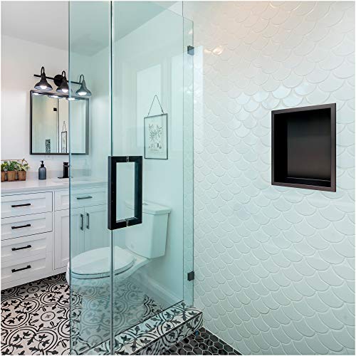 Shower Niche Stainless Steel In-wall Model 12" X 12" Recessed Shelf Ready For Tile - Color Mate Black - Modern and Elegant Design - Easy to Install - Lightweight - Leak Proof Product - color: Black