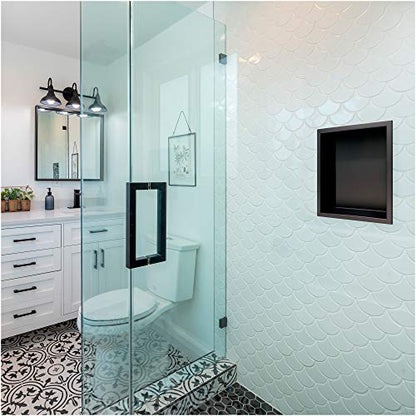 Shower Niche Stainless Steel In-wall Model 12" X 12" Recessed Shelf Ready For Tile - Color Mate Black - Modern and Elegant Design - Easy to Install - Lightweight - Leak Proof Product - color: Black