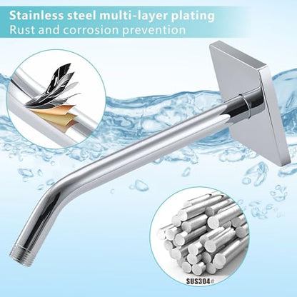 Shower Arm with 3.5" Flange, 10 Inch Wall Mount Replacement Shower Head Arm For Fixed Shower Heads and Handheld Showerhead, Chrome - color: Chrome, style: 10 Inch