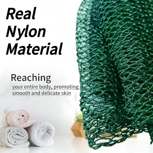 SPMKTBOZAI African Net Sponge Authentic, Exfoliating Net for Body Back | African Net Sponge with Knots| Long Stretch| African Net for Sensitive Skin| Durable & Quick Dry| Daily Use| Emerald Green - color: Emerald Green