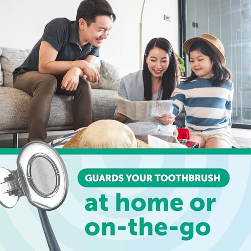 Steripod Clip-on Toothbrush Protector, Green/Silver, 2 Count - color: Clear Blue and Clear Green, size: 2 Count (Pack of 1)
