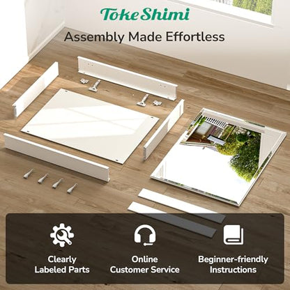 16 x 20 Mirrored Medicine Cabinet, Tempered Beveled Mirror, White Medicine Cabinet with Mirror, Assembly Required, Stepless Adjustable Shelves, Recessed/Wall Mount