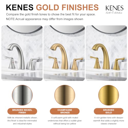 Champagne Bronze Bathroom Faucet 3 Hole, Widespread Bathroom Faucet | Bathroom Vanity Faucet with Pop Up Drain & Supply Lines, Lead-Free cUPC & NSF Certified, 8 Inch Faucet for Vanity RV Sink - color: Champagne Bronze
