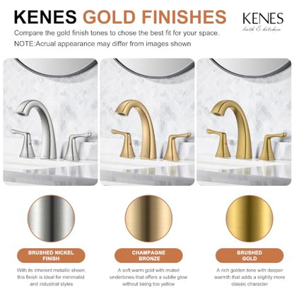 Champagne Bronze Bathroom Faucet 3 Hole, Widespread Bathroom Faucet | Bathroom Vanity Faucet with Pop Up Drain & Supply Lines, Lead-Free cUPC & NSF Certified, 8 Inch Faucet for Vanity RV Sink - color: Champagne Bronze