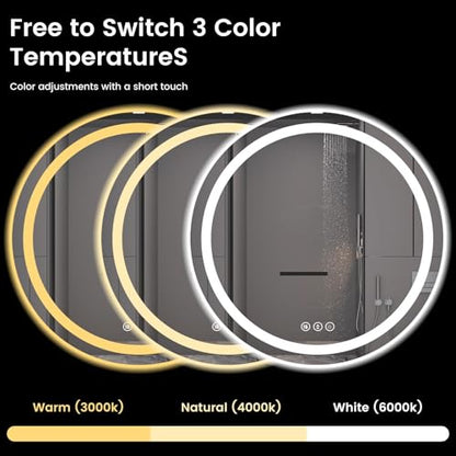 42" x 42" LED Bathroom Mirror with Lights, Backlit & Front Lighted, Wall-Mounted Vanity Mirror 3000K/4000K/6000K, Memory Functions, Anti-Fog, Dimmable Smart Mirror - size: 42"L x 42"W