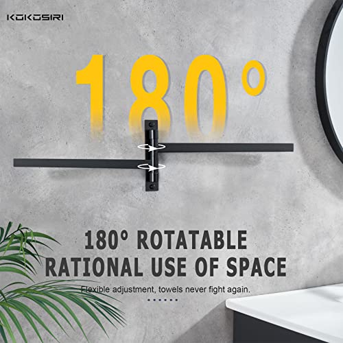 KOKOSIRI Bathroom Towel Bars Swivel Towel Rails Matte Black Swing Out Hand Towel Holder 2-Arm for Bath Kitchen Wall Stainless Steel B5007BK-A2 - size: 2-Bar