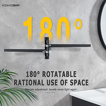 KOKOSIRI Bathroom Towel Bars Swivel Towel Rails Matte Black Swing Out Hand Towel Holder 2-Arm for Bath Kitchen Wall Stainless Steel B5007BK-A2 - size: 2-Bar