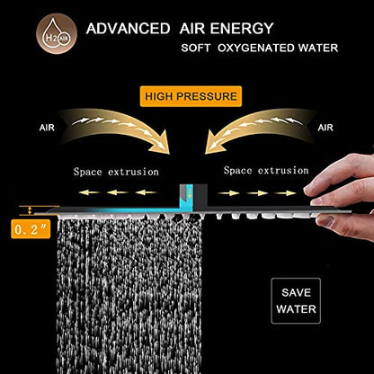12 Inch Rain Shower Head, 12" Square Rainfall & High Pressure Stainless Steel Bath Showerhead, 1/16" Ultra Thin, Waterfall Full Body Coverage with Silicone Nozzle, Matte Black Finish | Square Rain Bathroom Showerhead, High Flow, Large Stainless Steel, Cei