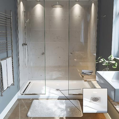 Westbrass 2" Sch 40 PVC Shower Drains with 4-1/4" Square Cover, Satin Nickel, D206PS-07 - color: Satin Nickel