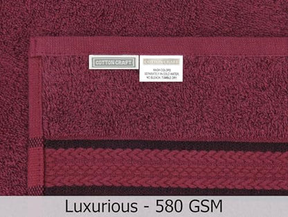 COTTON CRAFT Ultra Soft 6 Piece Towel Set - 100% Cotton Towels - Burgundy | Absorbent 580 GSM Quick Dry Everyday Premium Luxurious Bathroom Towels - 2 Large Bath Towels, 2 Hand Towels, 2 Washcloths - color: Burgundy