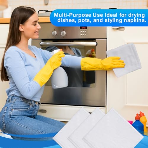 6 Pack 100% Cotton Wash Cloth, 12x12Inch Highly Absorbent and Soft Feel Fingertip Towels, Machine Washable Washcloths for Bathroom, Gym, Hotel, Spa and Kitchen, White