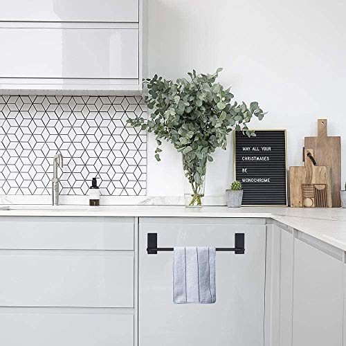 NearMoon Self Adhesive Bathroom Towel Bar- Stainless Steel Bath Wall Shelf Rack Hanging Towel Stick On Sticky Hanger Contemporary Style, NO Drilling (1 Pack, Matte Black, 24-Inch Towel Rack) - color: Matte Black, size: 24-Inch