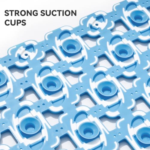 Shower Mat Non Slip Bathtub Mat, Bath Mat for Tub with Strong Suction Cups, Quick Dry Drain Holes, Machine Washable Shower Floor Mat for Elderly & Kids, 27"x16", Blue - color: Blue