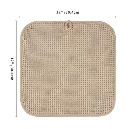Microfiber Waffle Face Towels, 4 Pieces, Soft, Absorbent, Fast Drying, Lint Free 430 GSM (Beige) - color: Beige
