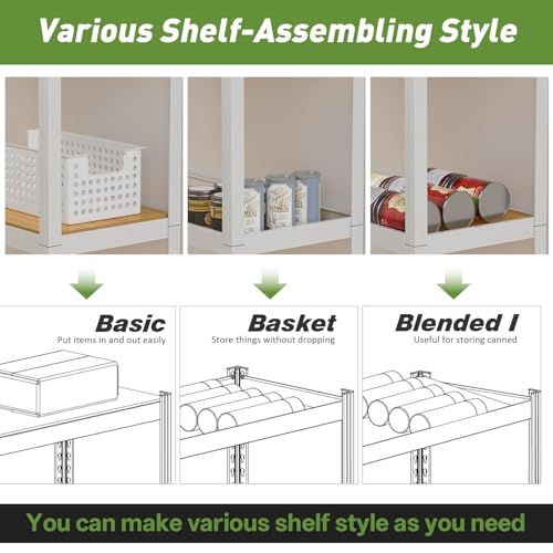 Durstruct 5 Tier 36" W×16" D×72" H White Shelving Unit Adjustable Metal Storage Utility Rack Heavy Duty Shelves Organization Multipurpose Shelf Kitchen Garage Pantry Closet Bathroom - size: 36" W x 16" D x 72" H