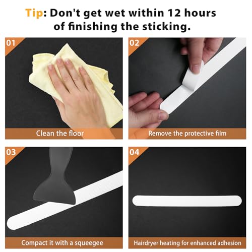 24Pcs Black Bathtub Stickers Non Slip | Anti Slip Shower Strips, Adhesive, Includes Scraper, For Bathtub, Shower Floor, Ladders - color: Black