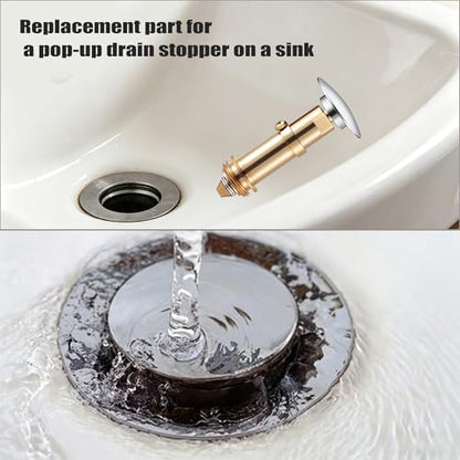 2PCS Basin Sink Clicker Pop Up Tub Drain Stopper, Brass Spring Plug | Universal Click Clack Replacement Bolt, Durable Push Bathroom Accessories for Most Basin Drains