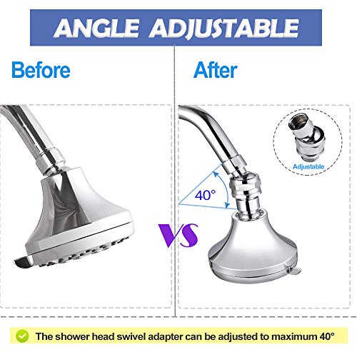 Shower Head Swivel Ball Adapter Brass Adjustable Shower Arm Connector Universal Showering Component Shower Arm Extension, Polished Chrome - color: Polished Chrome