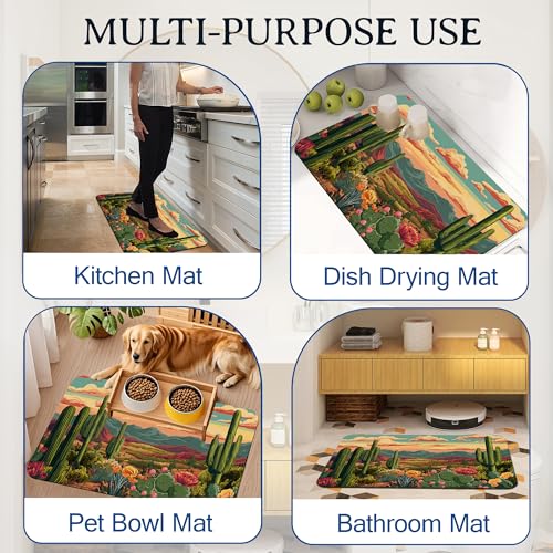 Cactus Bath Mat, Green Desert Succulent Botanical Bathroom Rugs, Absorbent Bath Rug Floor Rug Carpet for Bathroom Bathtub Bedroom Living Room, 17 x 29.5 Inches - color: Cactus Green Desert Succulent Botanical