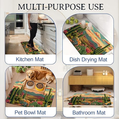 Cactus Bath Mat, Green Desert Succulent Botanical Bathroom Rugs, Absorbent Bath Rug Floor Rug Carpet for Bathroom Bathtub Bedroom Living Room, 17 x 29.5 Inches - color: Cactus Green Desert Succulent Botanical
