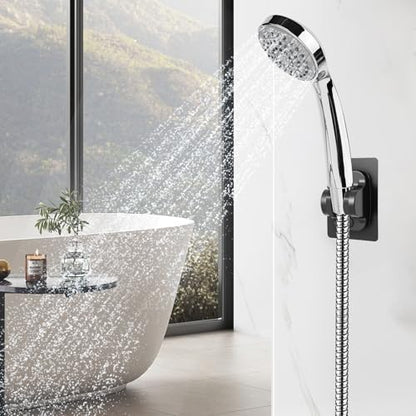 MAYYAYA Shower Head Holder, Black Adhesive Wall Mounted, Adjustable Angle | Heavy Duty Wall Mounted Shower Head Shelf Bracket, ABS Stick-on Wall Bracket with Strong Adhesive for Handheld Shower Heads - color: MateBlack-1