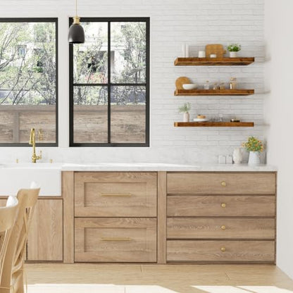 QEEIG 12" Deep Floating Shelves for Wall - 12 x 24 inch Book Shelf Bathroom Bedroom Kitchen Living Room Hanging Bookshelf Farmhouse Set of 3, Brown (026-60BN3) - color: A. Brown, size: 23.6" x 12"