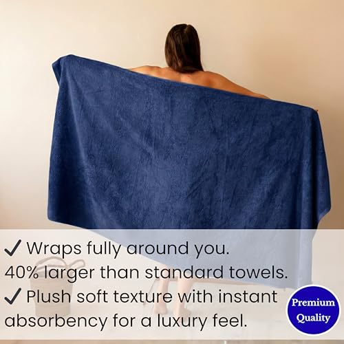SALBAKOS Luxury 100% Turkish Cotton Bath Sheet 40x80 (1-Piece, Navy Blue) | Extra Large Jumbo Oversized Bathroom and Beach Towel, Super Soft Highly Absorbent Thick Premium Hotel Quality, Made in Turkey - color: Navy, size: Jumbo Bath Sheet