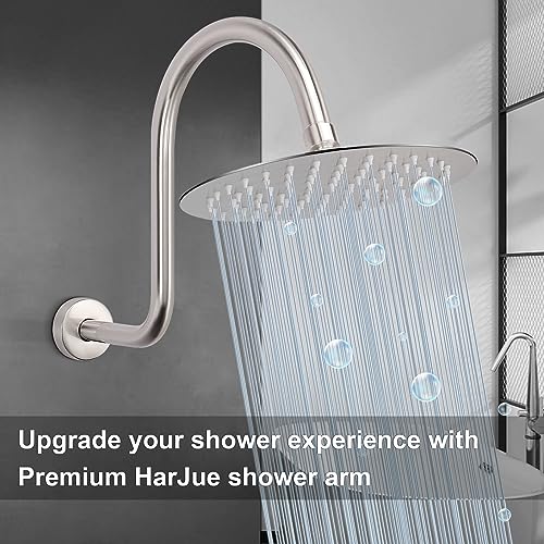 S Shaped Shower Arm, High Rise Shower Head Extension Pipe Standard 1/2" Connection with Flange, Awesome Shower Experience-Stainless Steel Bathroom Accessory(13 Inch 2-S Shape, Brushed Nickel) - color: Brushed Nickel, style: 13" 2 Shape