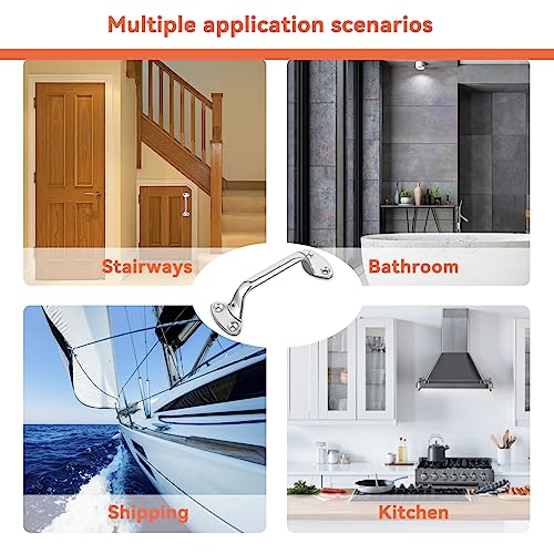 Bath Grab Bar, 6in Shower Grab Bar Stainless Steel Bathroom Handles Stairway Handrail Balance Bar Boat Yacht Handle Pull Shower Handle Safety Bar for Grab Bars Senior, Elderly, Handicap (2Pcs) - size: 2Pcs