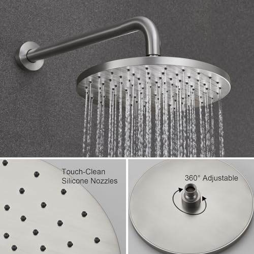 Iriber Shower System Wall Mounted Shower Faucet Set with High Pressure Shower head and 3-Setting Handheld, Bathroom Shower Trim Kit Contain Pressure Balance Valve Cartridge, Brushed Nickel - color: Brushed Nickel