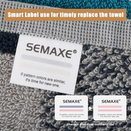 SEMAXE 18-Piece Cotton Bath Towel Set for Bathroom, Geometric Pattern | Stock-up towel set for family bathrooms, guest baths, multi-bath homes, and wash-day rotation, OEKO-TEX certified, easy care - color: C01: Colorful - Checkered