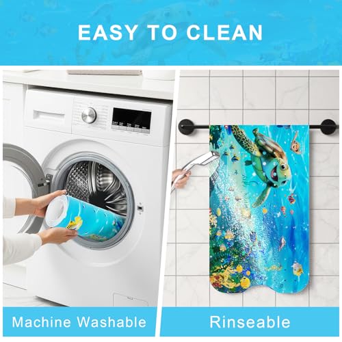 Baby Bath Mat for Tub Non Slip Kids, BPA Free Extra Long Bathtub Mat 40x16 with Drain Holes and 200 Suction Cups, Non Toxic Machine Washable Toddler Bath Mat, No Fading, Sea - color: X-turtle 1