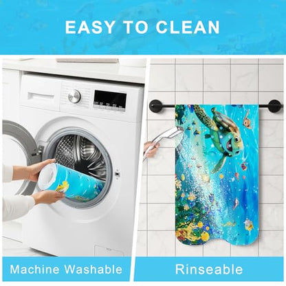 Baby Bath Mat for Tub Non Slip Kids, BPA Free Extra Long Bathtub Mat 40x16 with Drain Holes and 200 Suction Cups, Non Toxic Machine Washable Toddler Bath Mat, No Fading, Sea - color: X-turtle 1
