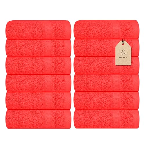 Soft Wash Cloths - 12 Pack Plush and Absorbent Cotton Washcloths for Face, Body, and Baby - Multi-Purpose, Quick-Dry Wash Cloths Set 13x13'' (Red) - color: Red, size: Wash Cloths (13”x13”) Pack of 12