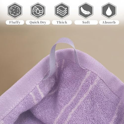 VOOVA & MOVAS Striped Hand Towels,68% Rayon from Bamboo, 32% Cotton, 32x16 Inches,Super Soft Highly Absorbent for Bathroom Guest,Purple - color: Purple Striped