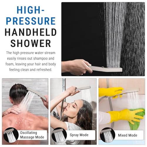 G-Promise 16 Inch All Metal Rain Shower Head with Handheld (Brushed Nickel) | Suits Every Height, Pause Mode Diverter, Massage Mode Handheld, Full Body Coverage, Easy to Install, Modern Bath Upgrade - color: Brushed Nickel, size: 16 Inch