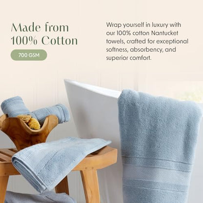 Luxury 100% Cotton Bath Towels Set | 6-Piece Set | Blue Fog | 700 GSM | Premium Bath Towels | Ultra Soft Thick Plush & Highly Absorbent | Luxury Hotel & Spa Bathroom Towels - color: Blue Fog, size: 6 Piece Set