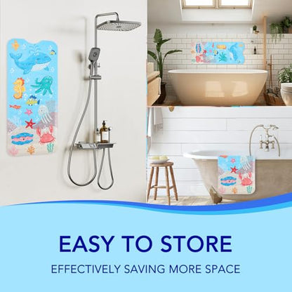 PRATIQUE Kids Bath Mat for Tub Non Slip，40 X 16 Inch Extra Long Kids Bathtub Mat Ocean Bathtub Shower Mat Safety Anti Slip with Suction Cups and Drain Holes, Machine Washable（Blue Whale） - color: Blue Whale