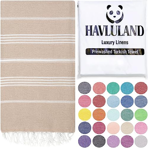 Turkish Beach Towel, Oversized 40" x 72", 100% Cotton - Beige | Quick Dry, Sand Resistant, Reversible, Machine Washable, Lightweight Peshtemal Towel for Beach, Pool, Travel & Spa - color: Beige
