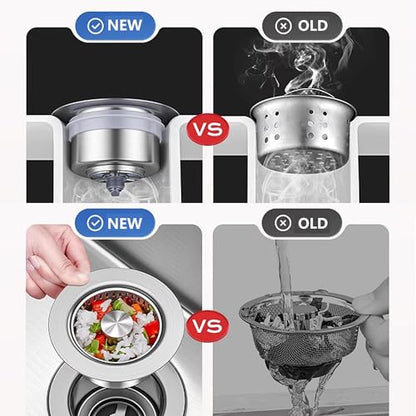 Kitchen Sink Drain Stopper Black Sink Strainer Kitchen Sink Drain Strainer | Drain Stopper 3 in 1 Pop Up with an Extra Basket Sink Drain Strainer Black, Kitchen Sink Stopper for US Standard 3-1/2 Inch - color: Model E Copper Black