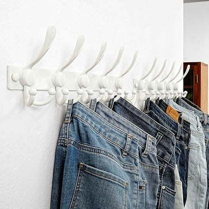 Coat Rack Wall Mount, Heavy Duty 12-Gauge Base vs Flimsy 1mm, Double-Thick Solid Anti-Snap Hooks, 16” Stud-Mount, Stainless Steel Hanger for Clothes Hat Entryway Closet Mudroom, White - color: White, size: L=17" (1pcs)