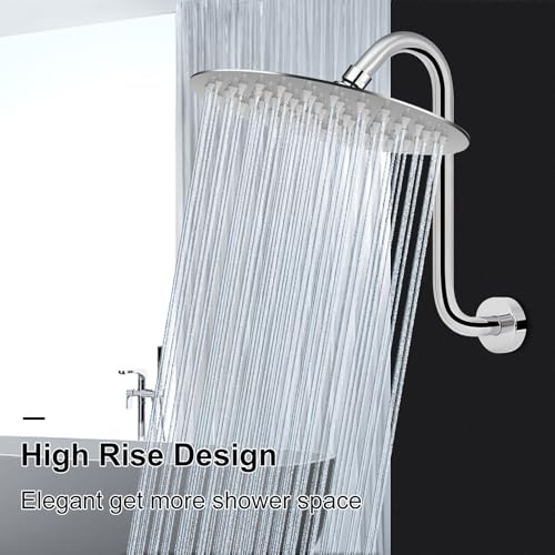 NearMoon S Shaped Shower Head Riser Arm, Shower Extender Arm with Flange, Standard 1/2" Connection- Bathroom Accessory (12 Inch, Chrome) - color: Chrome, style: 12 Inch