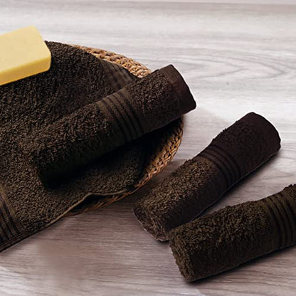 Ultra Soft Cotton Washcloths, Contains 12 Piece Face Cloths 12x12 inch, Ideal for Everyday use Face Towels, Compact & Lightweight Multi Purpose Washcloths - Chocolate Brown - color: Chocolate Brown, size: 12 Pack Washcloths