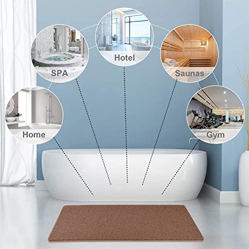 godehone Shower Mats Non Slip Without Suction Cups, PVC Loofah Bathroom Mats, Loofah Mats for Shower and Bathroom, Quick Drying, 15.7× 36 Inch, Brown - color: Brown, size: 36" x 15.7" (Rectangular)